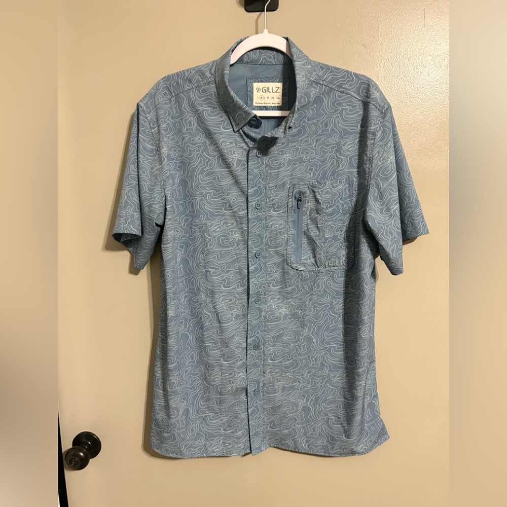 Gillz short sleeve button down vented fishing shirt size medium